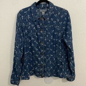 Analogy-Jean jacket with floral embroidery- 100% cotton- Size large